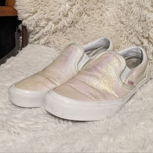 Vans Classic Slip On Uv Glitter Pink/True White Women's Skate Shoes Size 8